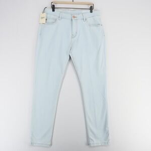 Mugsy Lightest Blues Jeans Mens 35x32 Blue Stretch Slim Fit Tapered Leg